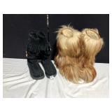 ALDO BLACK LEATHER FRINGED BOOTS, SZ 38 AND OSCAR