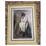 FRAMED AND DOUBLE MATTED PRINT OF A LITTLE GIRL,