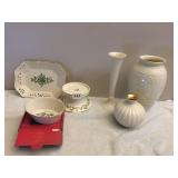 LENOX VASES, CANDLE HOLDERS, BELIEVE TRINKET BOX,