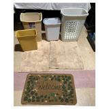2 38X24 THICK BATHMATS, HUMMINGBIRD WELCOME MAT,