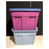 2 ROUGH NECK RUBBERMAID TOTES 18GAL