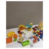 WOOD FIGURES, PLASTIC FURNITURE