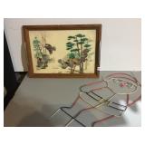 METAL SANTA, FIBERGLASS SERVING TRAY