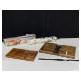 CARVER KNIVES WOOD HANDLE IN CASE, VERY SHARP