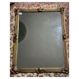 ORNATE WOOD GOLD FRAMED MIRROR, 30X37