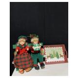 ELECTRIC LAMP POST W/ BOY AND GIRL ON PARK BENCH