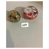 PAPER WEIGHTS THINK OF ME W/ FLOWER AND 2ND ONE