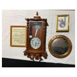 STRASBOUG MANOR CLOCK, COPPER PORT HOLE MIRROR,