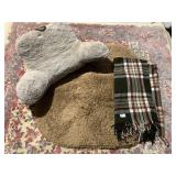 HUSBAND PILLOW, BROWN PLAID WOOL BLEND THROWN