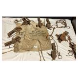 9 SMALL GAME TRAPS, 2 HARDWARE APRONS WITH NAILS