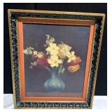 FRAMED BOARD PRINT "DAFFODILS AND TULIPS" BY LA