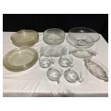 GLASS SERVING DISHES, BOWLS, PUNCH CUPS, PIE