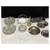 GLASS APPLE LUNCH SET DISHES, ART GLASS BASKET,