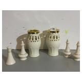LENOX SALT/PEPPERS, 2 CANDLE HOLDERS