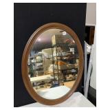 OVAL MIRROR, FAUX WOOD FRAME