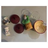 BAKELITE STANDS, PEDESTAL BOWL, SALT PEPPERS