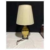 BRASS LAMP WITH BLACK BASE, 32"