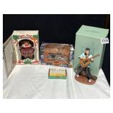 ELVIS FIGURINE, HARLEY DAVIDSON ORNAMENT, DOLL