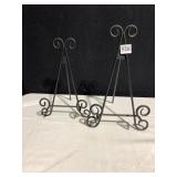 2 IRON PLATE/ SMALL ART STANDS, 13"