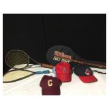 WILSON PRO TENNIS RACKET, HATS, ETC.