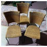 3 WICKER AND IRON PATIO CHAIRS
