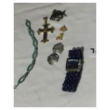 STERLING FISH PENDANT, WATCH STERLING EARRINGS,