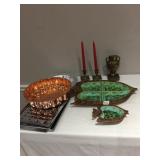 TREASURE CRAFT FISH DIVIDED DISH, BRASS CANDLE