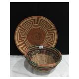 WOVEN BASKET 13" MULTI COLOR AND BOWL 11" X 5" H