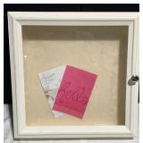 OFF WHITE SHADOW BOX WITH SILVER KNOB, 14.5X14.5