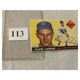1955 TOPPS #180 CLEM LABINE, CREASE AT BOTTOM