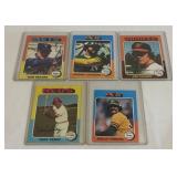 5 DIFFERENT 1975 TOPPS BASEBALL HALL OF FAMERS