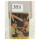 1958 TOPPS #418 WORLD SERIES BATTING FOES MICKEY