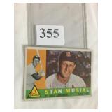 1960 TOPPS #250 STAN MUSIAL LIGHT LINE INDENT ON