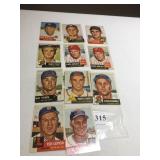1953 TOPPS BASEBALL, 11 ASSORTED, AVERAGE VG-EX