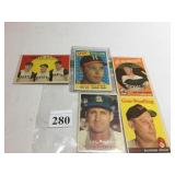 5 DIFFERENT 1957-1959 TOPPS BASEBALL STARS,