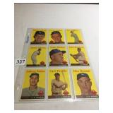 9 DIFFERENT 1958 TOPPS LOS ANGELES DODGERS