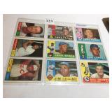 9 DIFFERENT 1960 AND 1961 TOPPS BASEBALL