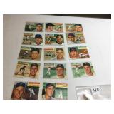 1956 TOPPS BASEBALL, 14 ASSORTED, AVERAGE EX