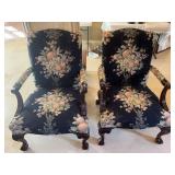 CLAW AND BALL FEET ARMCHAIRS FRUIT PATTERN 39" H
