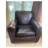 LEATHER ARMCHAIR DARK BROWN 38" W X 34" D