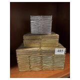 THREE GOLD TONE BOXES W/ LIDS
