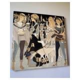 39.5" X 39.5" LACQUERED PLAQUES MAIDENS WITH DOG