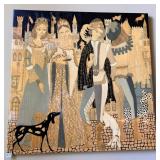 39.5" X 39.5" LACQUERED PLAQUES MAIDENS WITH DOG