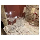 MARTINI GLASS,10" X 9.5" WIDE, 4 TUMBLERS, RED