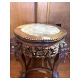 BROWN MARBLE INSET HEAVILY CARVED TABLE FIGURAL 4