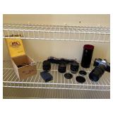 CANON AE 1 CAMERA W/ 3 LENSES - 50MM, 28MM,