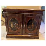 DREXEL 2 DOOR CABINET HAND PAINTED SCENE ON FRONT