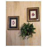 12.5" X 11" FRAMED FLOWERS AND 1/2 WALL VASE