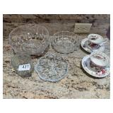 PYREX BAKE PAN, 2 ROYAL ALBERT CUPS/SAUCERS, ETC.