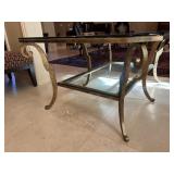 THICK GLASS TOP AND LOWER TIER COFFEE TABLE IRON